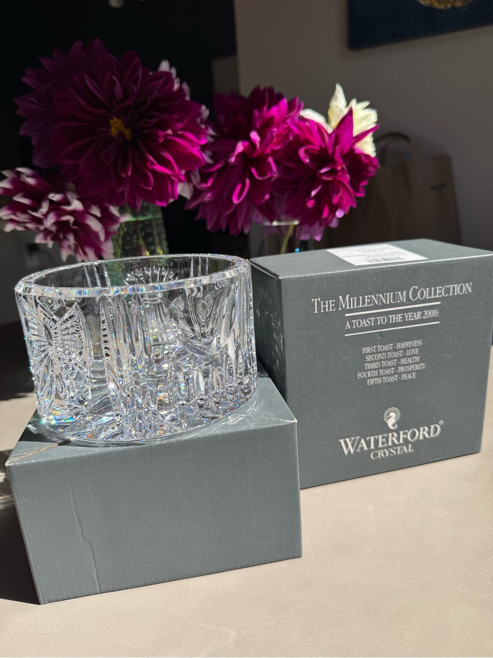 Waterford Millennium Champagne Bottle Coaster 103006 Crystal Original Box 2000